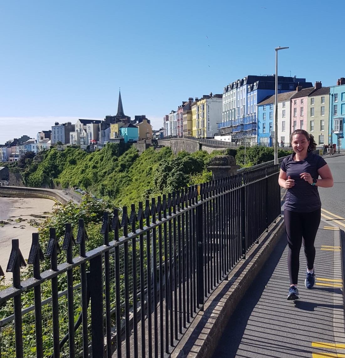 Kirsty running in Tenby