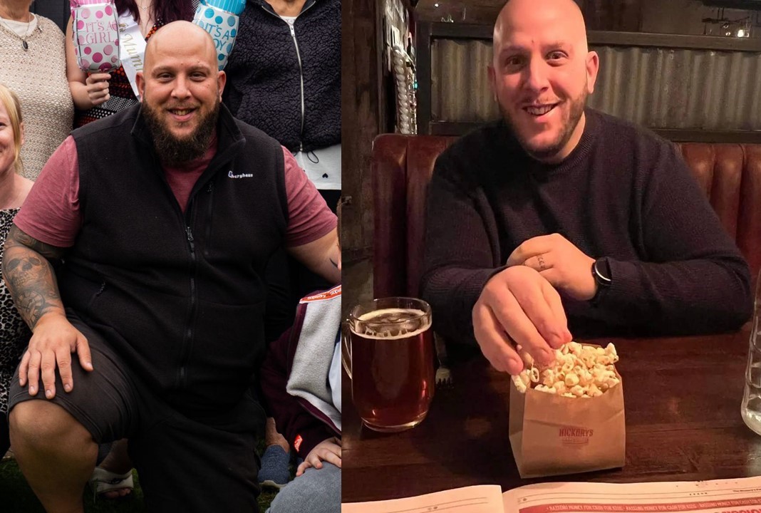 Andy Broughton before and after his weight loss