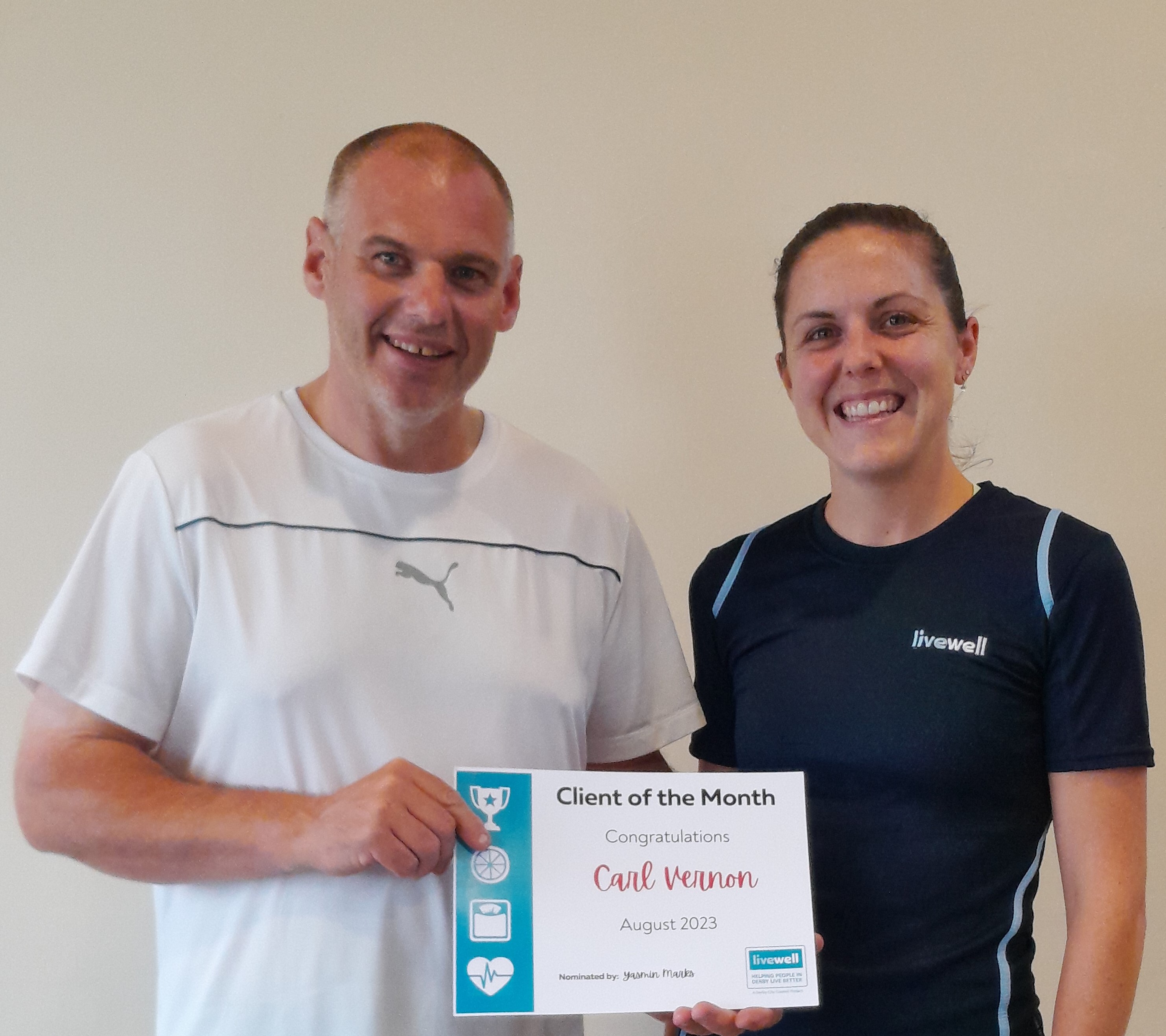 August Client of the Month Carl with advisor Yasmin