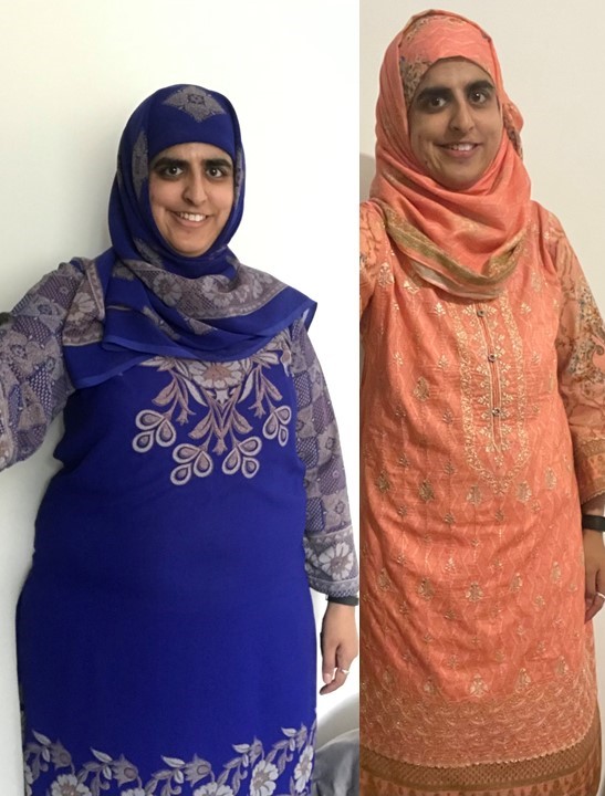 Jabeen before and after her weight loss